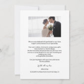 Minimalistisches Arch Foto Schwarz-Weiß-Hochzeit Dankeskarte (Rückseite)