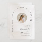 Minimalistisches Arch & Script-Hochzeitsszenario-F Save The Date (Vorne/Hinten)