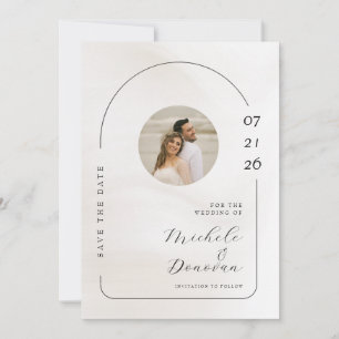 Minimalistisches Arch & Script-Hochzeitsszenario-F Save The Date