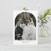 Minimalistisches Arch Wedding Foto Dankeschön Kart Dankeskarte (Stehend Vorderseite)