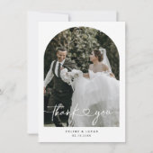 Minimalistisches Arch Wedding Foto Dankeschön Kart Dankeskarte (Vorderseite)