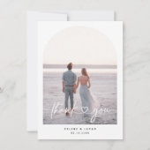 Minimalistisches Arch Wedding Foto Dankeschön Kart Dankeskarte (Vorderseite)