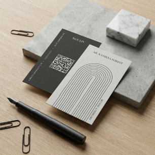 Minimalistisches Architektur-Tor mit QR-Code Visitenkarte