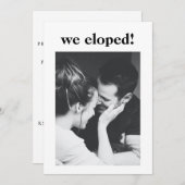 Minimalistisches ästhetisches Foto Elopement Party Einladung (Vorne/Hinten)