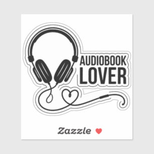 Minimalistisches Audiobook, Lover Headphones Stick Aufkleber