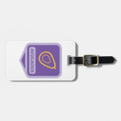 Minimalistisches Avocado-Abzeichen in Lila und Gol Gepäckanhänger (Vorderseite horizontal)