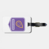 Minimalistisches Avocado-Abzeichen in Lila und Gol Gepäckanhänger (Rückseite horizontal)