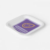 Minimalistisches Avocado-Abzeichen in Lila und Gol Pappteller (Gewinkelt)