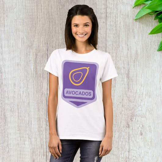 Minimalistisches Avocado-Abzeichen in Lila und Gol T-Shirt