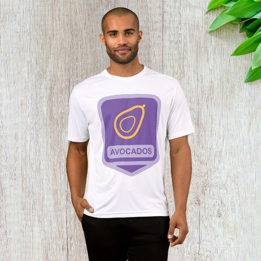 Minimalistisches Avocado-Abzeichen in Lila und Gol T-Shirt