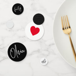 Minimalistisches B&W Geometric 40. Geburtstag Rote Konfetti