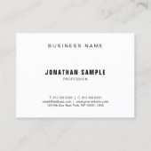 Minimalistisches B&W Schlicht Modernes Berufliches Visitenkarte (Rückseite)