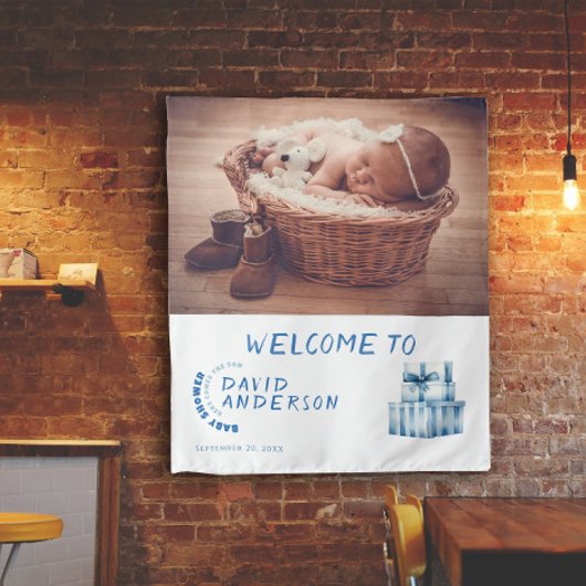 Minimalistisches Baby-Dusche Foto Wandteppich