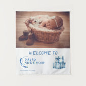 Minimalistisches Baby-Dusche Foto Wandteppich (Vorderseite)