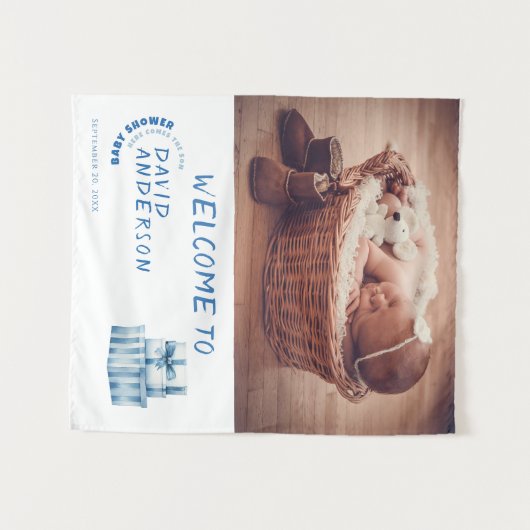 Minimalistisches Baby-Dusche Foto Wandteppich (Vorderseite (Horizontal))