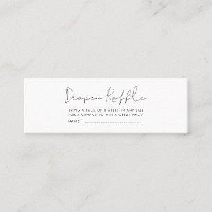Minimalistisches Baby Dusche-Windel-Gewinnschein Mini Visitenkarte