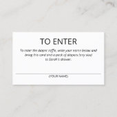 Minimalistisches Baby-Dusche-Windeln-Raffle-Ticket Visitenkarte (Rückseite)