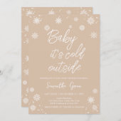 Minimalistisches Baby Es ist kalte Außendusche Einladung (Vorne/Hinten)