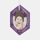 Minimalistisches Baby-Foto Lila Erste Weihnachtsfe Ornament Aus Glas (Vorderseite Links)