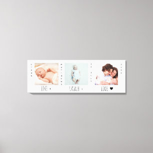 Minimalistisches Baby Foto Trio Birth Keepake Leinwanddruck