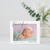 Minimalistisches Baby Foto Vielen Dank Postcard Postkarte (Stehend Vorderseite)