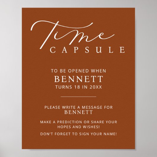 Minimalistisches Baby Shower Time Kapselstation-Ze Poster (Vorne)