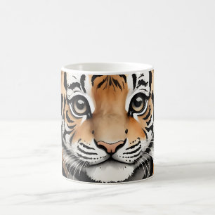 Minimalistisches Baby Tiger Gesicht in Tinte und W Kaffeetasse