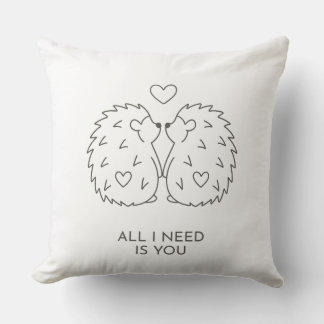 Minimalistisches BabyAnimal Couple Line Art-Weddin Kissen
