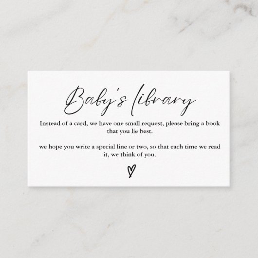 Minimalistisches Babybuchbuch Anfrage Babydusche Begleitkarte (Vorderseite)