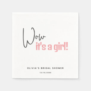 Minimalistisches Babydusche Rosa Es ist ein Mädche Serviette