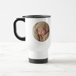 Minimalistisches Babyfoto mit Text Individuelles Reisebecher