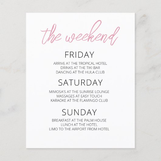 Minimalistisches Bachelorette-Wochenende-Party Flyer (Hinten)