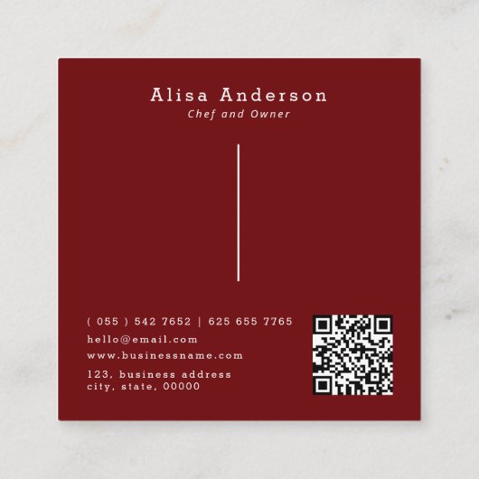 Minimalistisches Bäckereien nach QR-Code für Aquar Quadratische Visitenkarte (Rückseite)