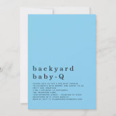 Minimalistisches Backyard Baby Q GRILLEN Dusche Bl Einladung (Vorderseite)