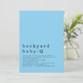 Minimalistisches Backyard Baby Q GRILLEN Dusche Bl Einladung (Stehend Vorderseite)