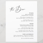 Minimalistisches Bar-Menü in Schwarz/Weiß (Vorderseite)