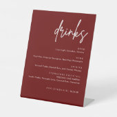 Minimalistisches Bar von Burgundy Wedding Drinks Sockelschild (Vorderseite)