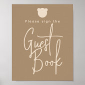 Minimalistisches Bärenbaby-Gästebuch Poster (Vorne)
