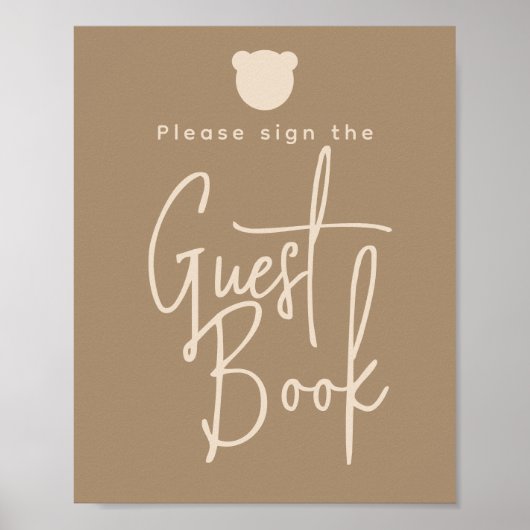 Minimalistisches Bärenbaby-Gästebuch Poster (Vorne)