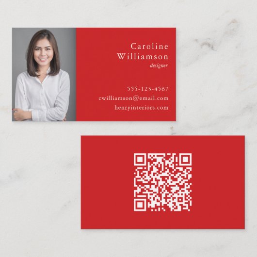 Minimalistisches Basisdesign Lebendiges Rot Profes Visitenkarte (Vorne/Hinten)