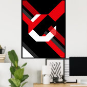 Minimalistisches Bauhaus mit weißem Hexagon Poster (Heimbüro)