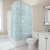 Minimalistisches Beachy Light Seafoam Monogramm Duschvorhang (Beispiel)