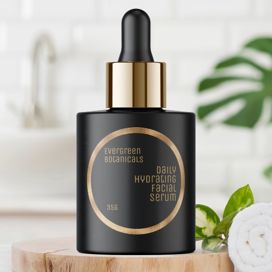 Minimalistisches Beauty-Etikett, schwarz und geweb Runder Aufkleber