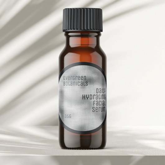 Minimalistisches Beauty-Etikett silber und schwarz Runder Aufkleber