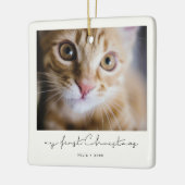 Minimalistisches Begleiter's First Christmas Foto Keramikornament (Links)