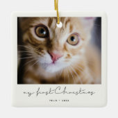 Minimalistisches Begleiter's First Christmas Foto Keramikornament (Vorderseite)
