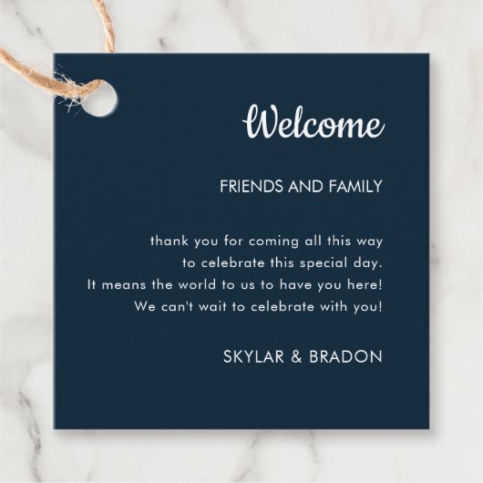 Minimalistisches Begrüßungsgeschenk für die Hochze Geschenkanhänger (Vorderseite)