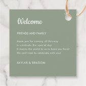 Minimalistisches Begrüßungsgeschenk für Hochzeitss Geschenkanhänger (Rückseite)