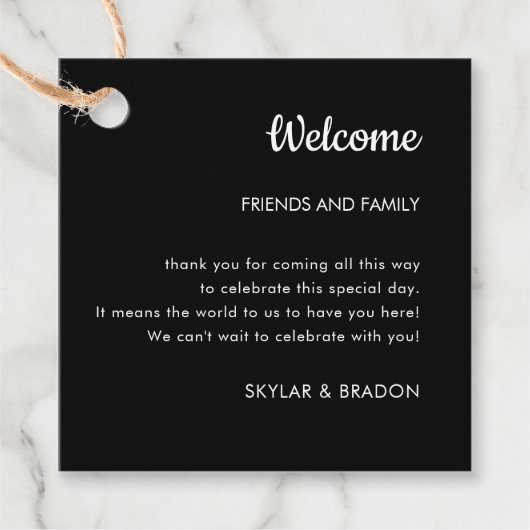 Minimalistisches Begrüßungsgeschenk Geschenkanhänger (Vorderseite)