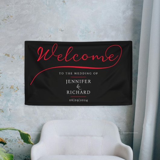 Minimalistisches Begrüßungsrot und schwarz Stilsch Banner